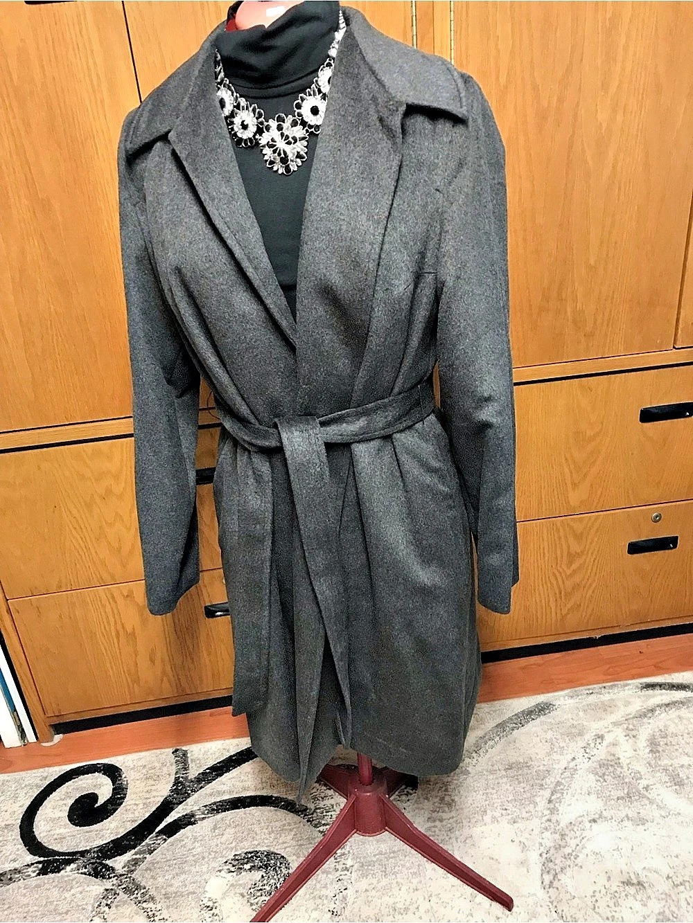 Bailey Gray Belted Trench Coat Size XL NWT